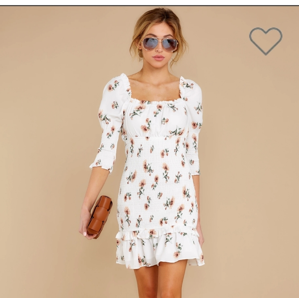 You and Me White Floral Print Dress